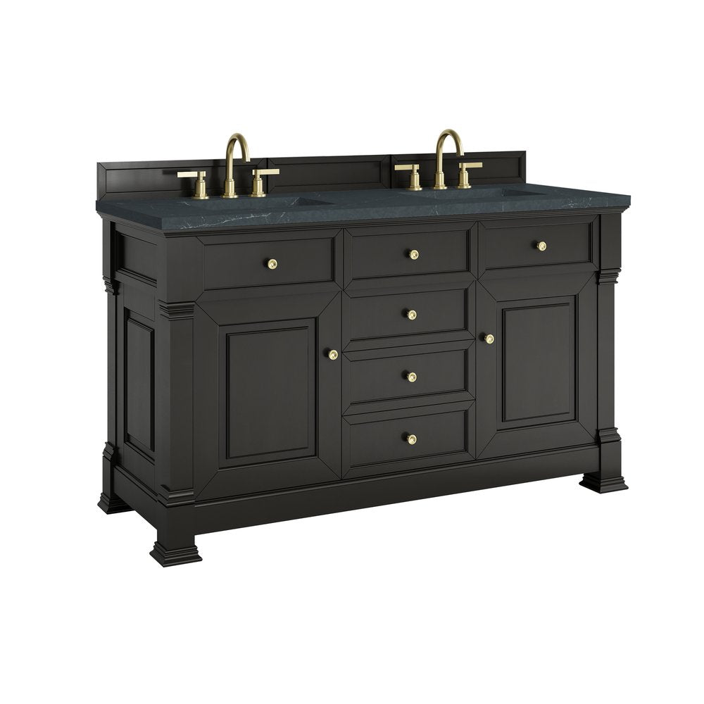 James Martin - Brookfield 60" Double Vanity, Black Onyx w/3 CM Charcoal Soapstone Silestone Top - 547-V60D-BKO-3CSP view 10