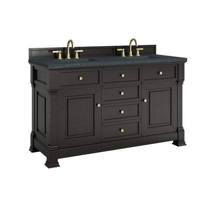 James Martin - Brookfield 60" Double Vanity, Black Onyx w/3 CM Charcoal Soapstone Silestone Top - 547-V60D-BKO-3CSP view 10