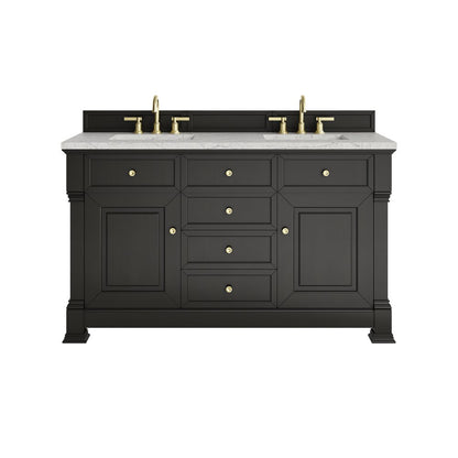 James Martin - Brookfield 60" Double Vanity, Black Onyx w/3 CM Eternal Jasmine Pearl Silestone Top - 547-V60D-BKO-3EJP view 1