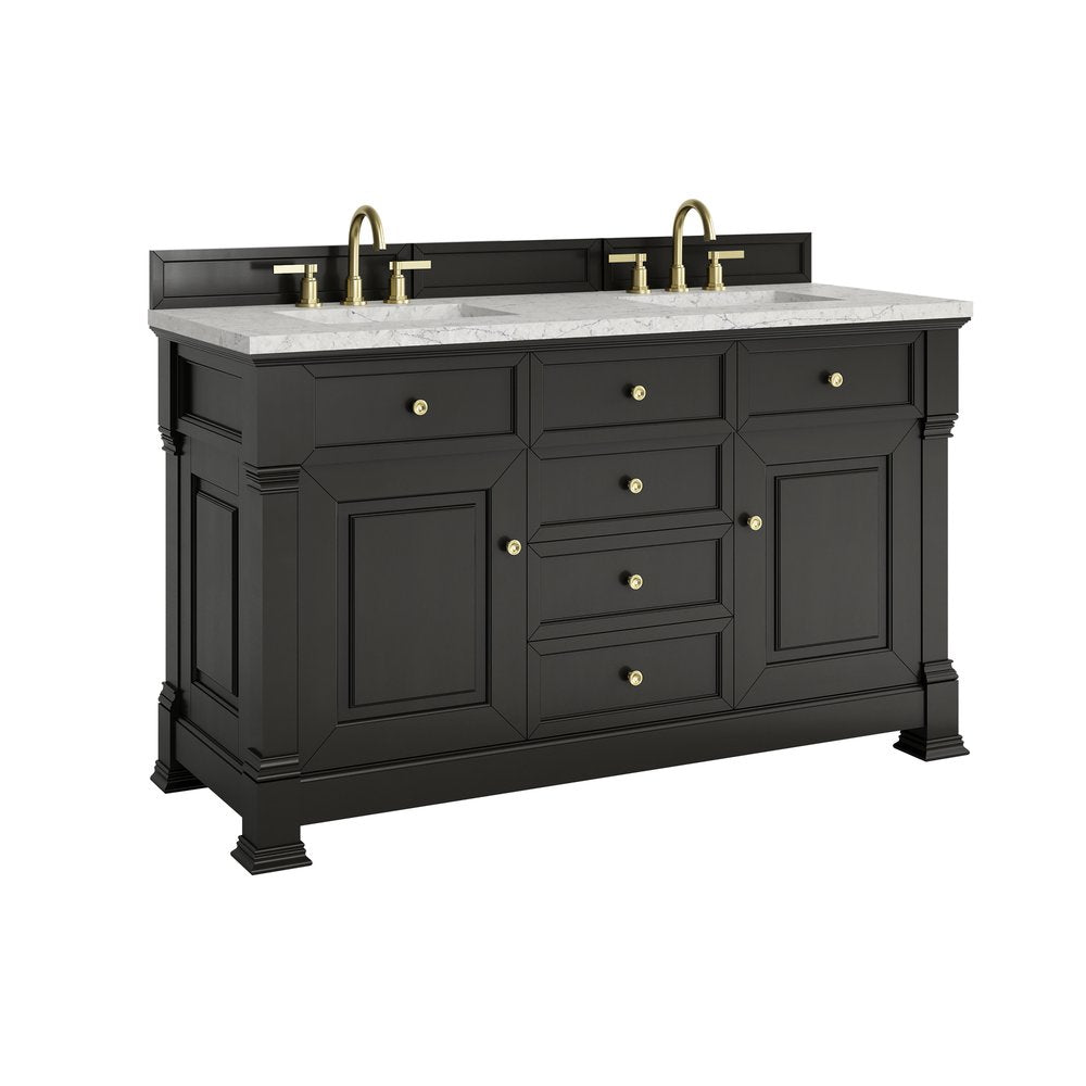 James Martin - Brookfield 60" Double Vanity, Black Onyx w/3 CM Eternal Jasmine Pearl Silestone Top - 547-V60D-BKO-3EJP view 10