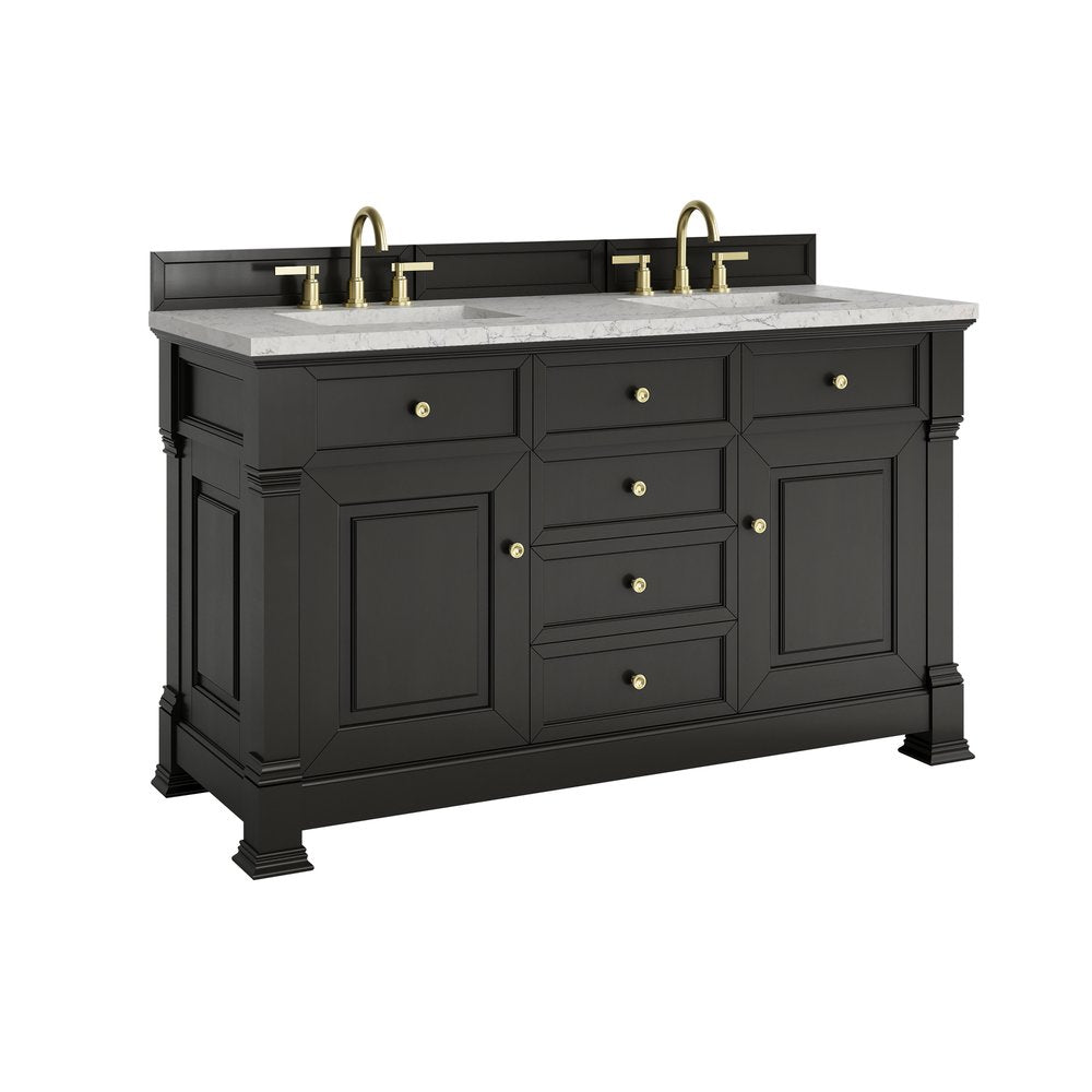 James Martin - Brookfield 60" Double Vanity, Black Onyx w/3 CM Eternal Jasmine Pearl Silestone Top - 547-V60D-BKO-3EJP view 11