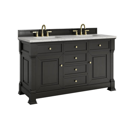 James Martin - Brookfield 60" Double Vanity, Black Onyx w/3 CM Eternal Jasmine Pearl Silestone Top - 547-V60D-BKO-3EJP view 11