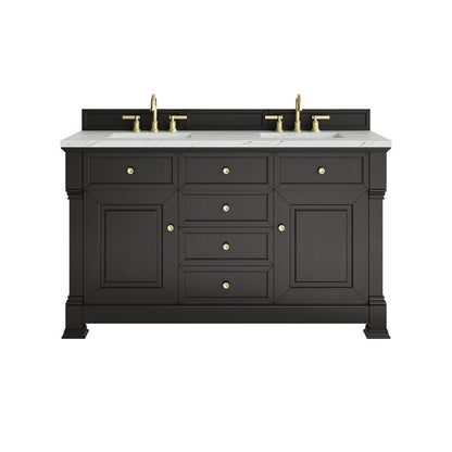 James Martin - Brookfield 60" Double Vanity, Black Onyx w/ 3 CM Ethereal Noctis Silestone Top - 547-V60D-BKO-3ENC view 1
