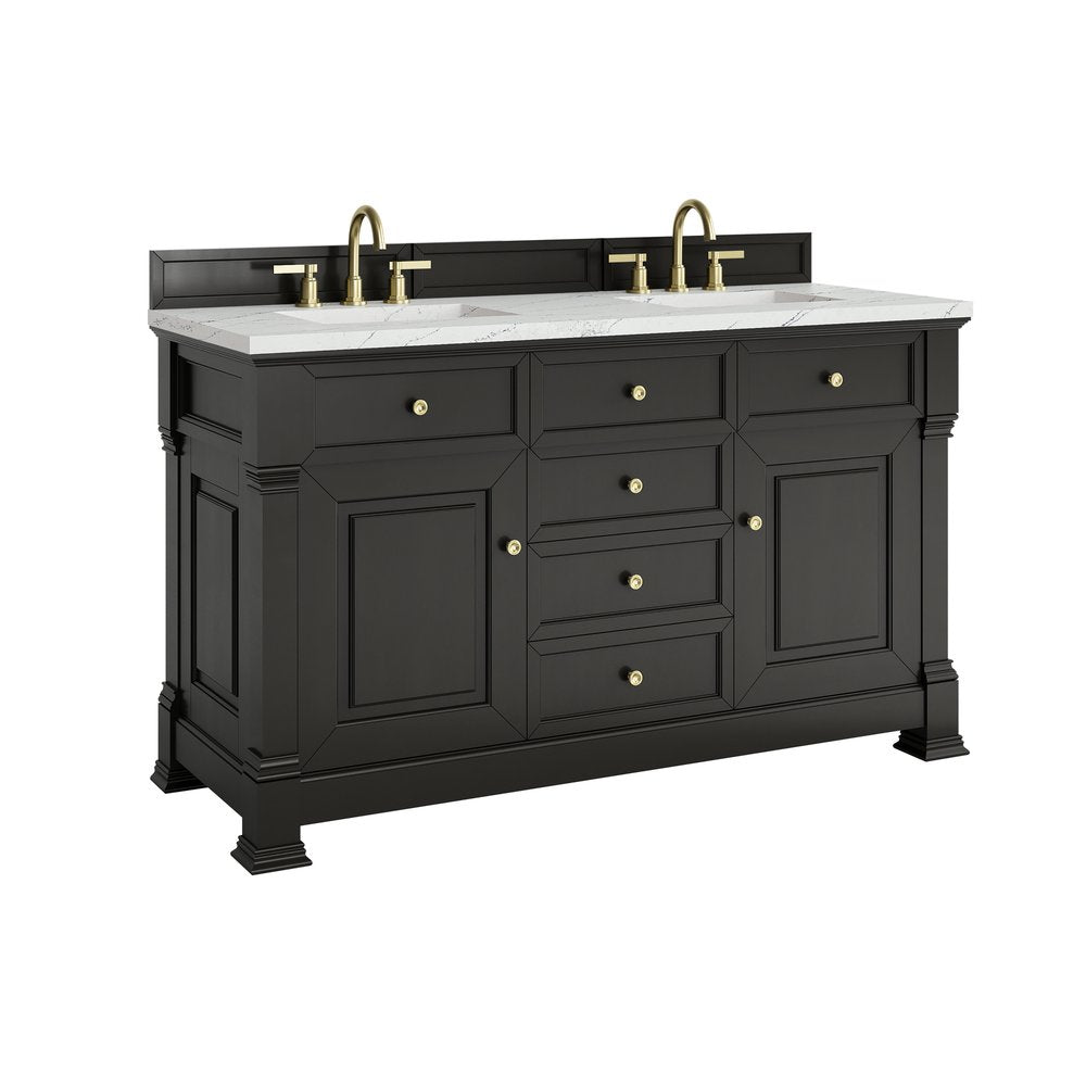 James Martin - Brookfield 60" Double Vanity, Black Onyx w/ 3 CM Ethereal Noctis Silestone Top - 547-V60D-BKO-3ENC view 10