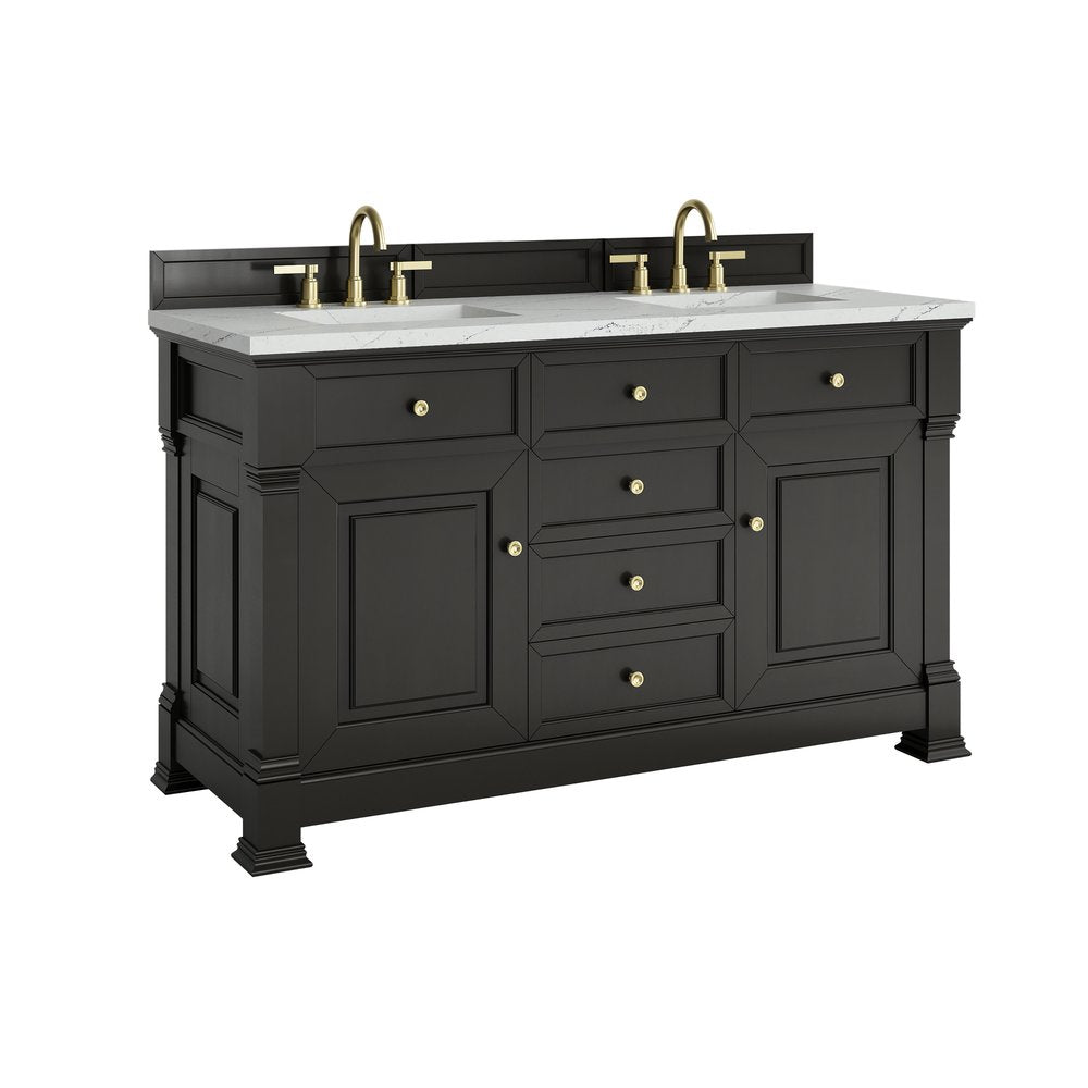James Martin - Brookfield 60" Double Vanity, Black Onyx w/ 3 CM Ethereal Noctis Silestone Top - 547-V60D-BKO-3ENC view 11