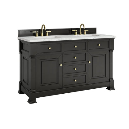 James Martin - Brookfield 60" Double Vanity, Black Onyx w/ 3 CM Ethereal Noctis Silestone Top w/FreePower Wireless Charger - 547-V60D-BKO-FENC view 12