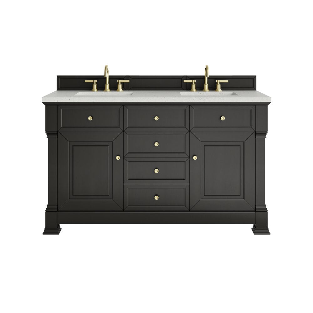 James Martin - Brookfield 60" Double Vanity, Black Onyx w/ 3 CM Lime Delight Silestone Top - 547-V60D-BKO-3LDL view 1