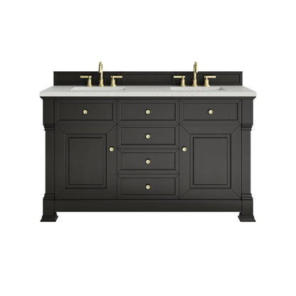 James Martin - Brookfield 60" Double Vanity, Black Onyx w/ 3 CM Lime Delight Silestone Top - 547-V60D-BKO-3LDL view 1