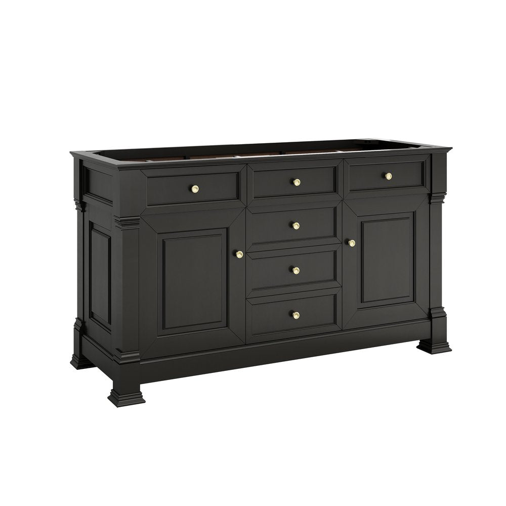 James Martin - Brookfield 60" Double Vanity, Black Onyx w/ 3 CM Lime Delight Silestone Top - 547-V60D-BKO-3LDL view 2
