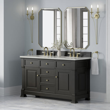 James Martin - Brookfield 60" Double Vanity, Black Onyx w/ 3 CM Lime Delight Silestone Top - 547-V60D-BKO-3LDL view 4