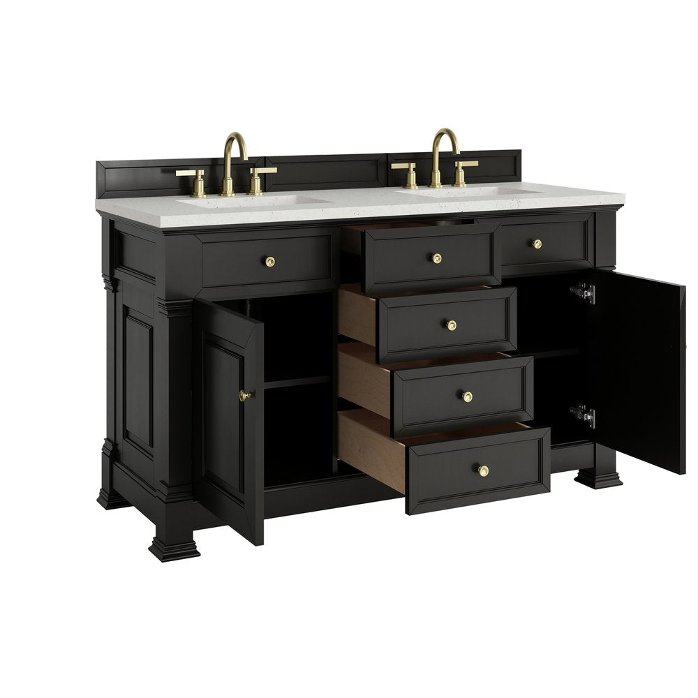 James Martin - Brookfield 60" Double Vanity, Black Onyx w/ 3 CM Lime Delight Silestone Top - 547-V60D-BKO-3LDL view 8