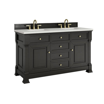 James Martin - Brookfield 60" Double Vanity, Black Onyx w/ 3 CM Lime Delight Silestone Top - 547-V60D-BKO-3LDL view 10