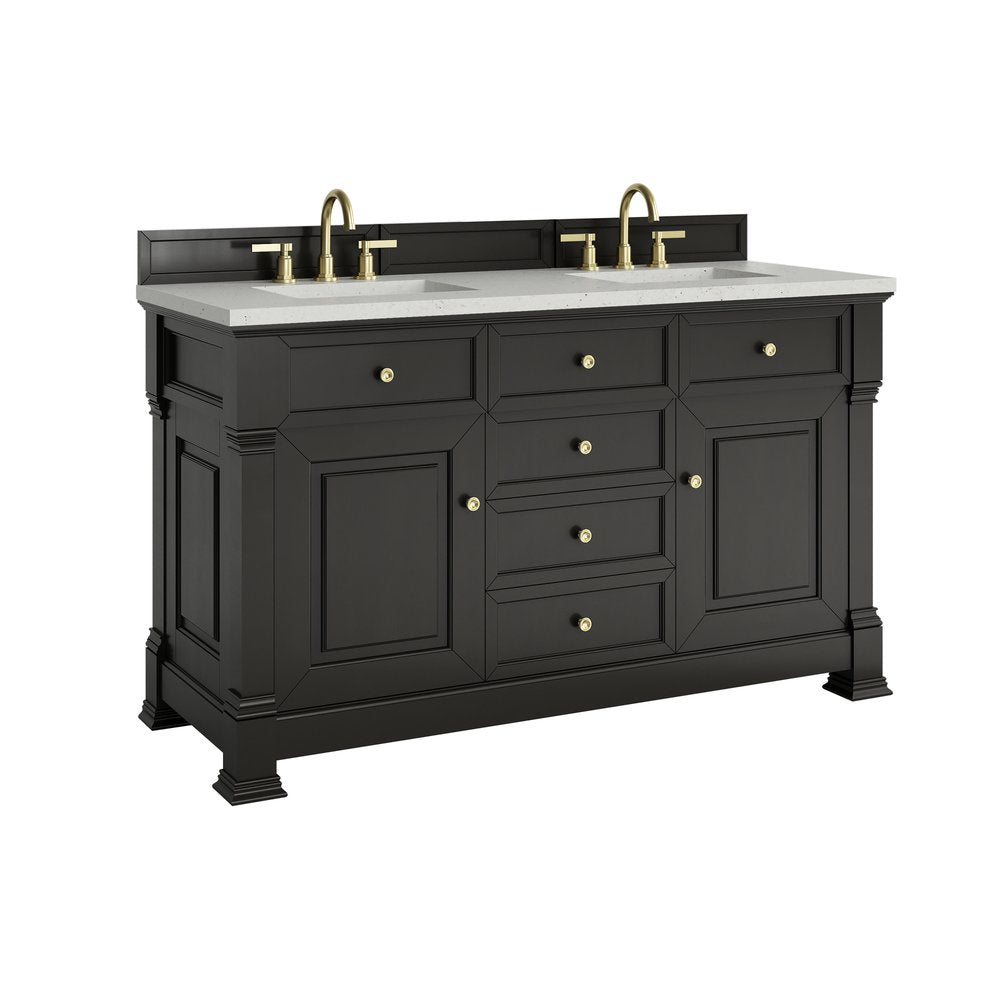 James Martin - Brookfield 60" Double Vanity, Black Onyx w/ 3 CM Lime Delight Silestone Top - 547-V60D-BKO-3LDL view 11