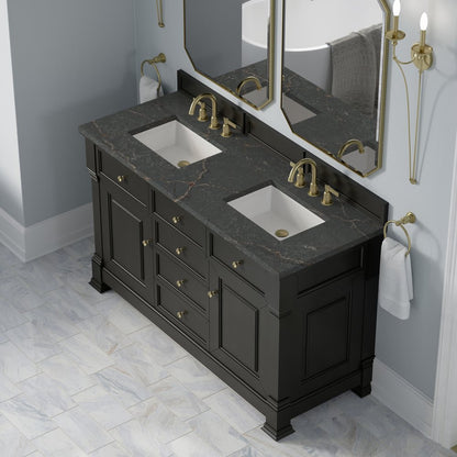 James Martin - Brookfield 60" Double Vanity, Black Onyx w/ 3 CM Parisien Bleu Silestone Top - 547-V60D-BKO-3PBL view 7