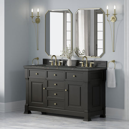 James Martin - Brookfield 60" Double Vanity, Black Onyx w/ 3 CM Parisien Bleu Silestone Top w/FreePower Wireless Charger - 547-V60D-BKO-FPBL view 6