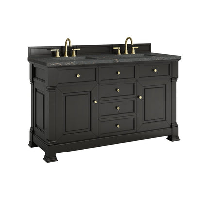 James Martin - Brookfield 60" Double Vanity, Black Onyx w/ 3 CM Parisien Bleu Silestone Top w/FreePower Wireless Charger - 547-V60D-BKO-FPBL view 12