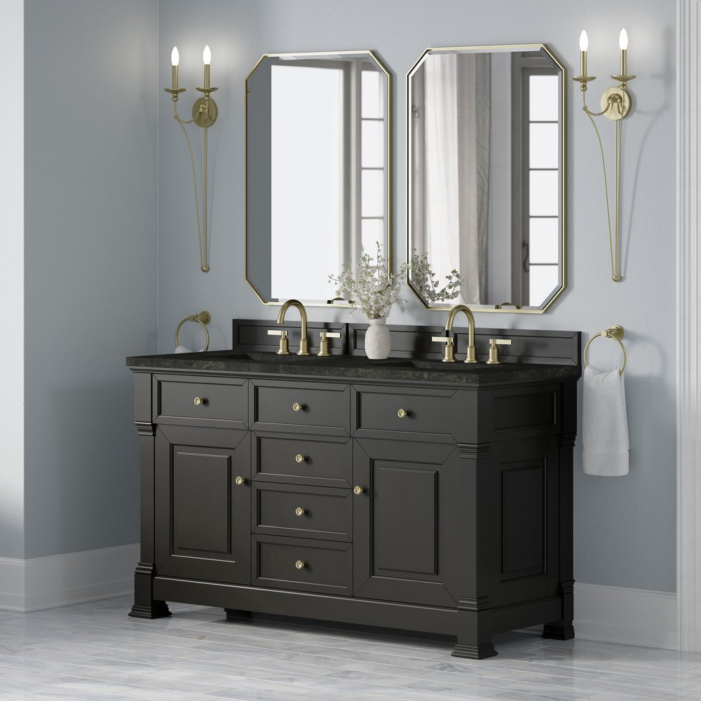 James Martin - Brookfield 60" Double Vanity, Black Onyx, w/ 3 CM Phantome Eclos Top - 547-V60D-BKO-3PHT view 4