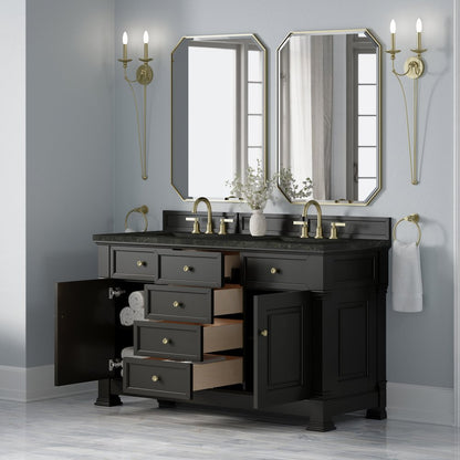 James Martin - Brookfield 60" Double Vanity, Black Onyx, w/ 3 CM Phantome Eclos Top - 547-V60D-BKO-3PHT view 5