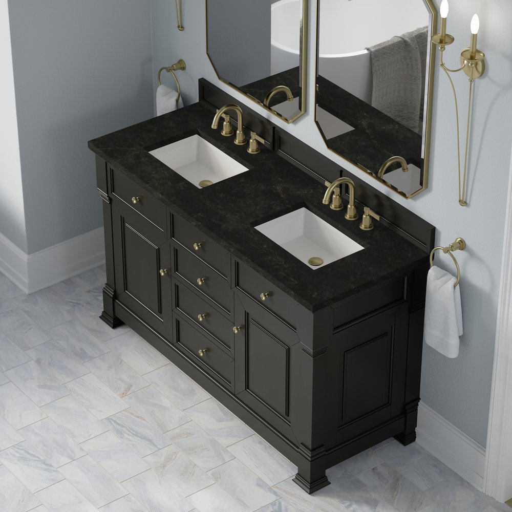 James Martin - Brookfield 60" Double Vanity, Black Onyx, w/ 3 CM Phantome Eclos Top - 547-V60D-BKO-3PHT view 7