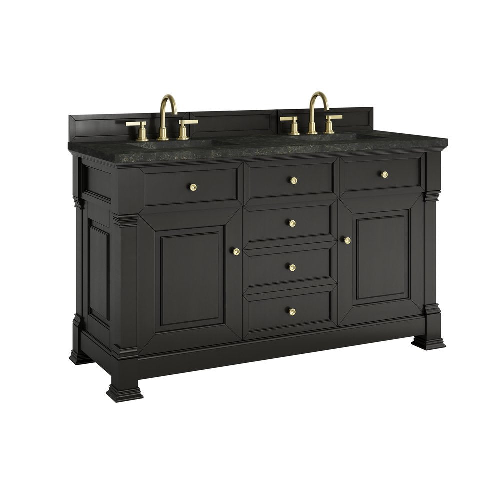 James Martin - Brookfield 60" Double Vanity, Black Onyx, w/ 3 CM Phantome Eclos Top - 547-V60D-BKO-3PHT view 9