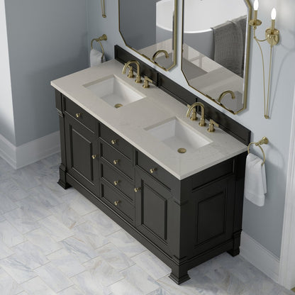 James Martin - Brookfield 60" Double Vanity, Black Onyx, w/ 3 CM Siberian Silestone Top - 547-V60D-BKO-3SFR view 7
