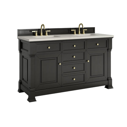 James Martin - Brookfield 60" Double Vanity, Black Onyx, w/ 3 CM Siberian Silestone Top - 547-V60D-BKO-3SFR view 9