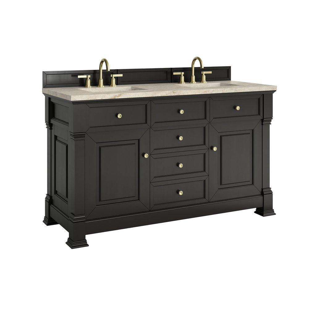 James Martin - Brookfield 60" Double Vanity, Black Onyx, w/ 3 CM Tajnar Eclos Top - 547-V60D-BKO-3TJR view 9