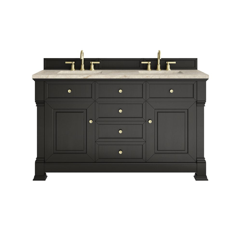 James Martin - Brookfield 60" Double Vanity, Black Onyx, w/ 3 CM Tajnar Eclos Top w/FreePower Wireless Charger - 547-V60D-BKO-FTJR view 1