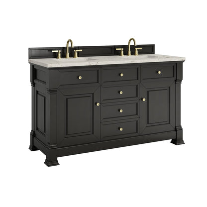 James Martin - Brookfield 60" Double Vanity, Black Onyx w/ 3 CM Victorian Silver Silestone Top - 547-V60D-BKO-3VSL view 10