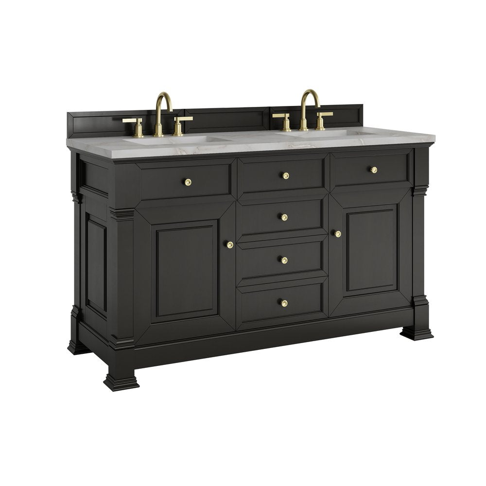 James Martin - Brookfield 60" Double Vanity, Black Onyx w/ 3 CM Victorian Silver Silestone Top w/FreePower Wireless Charger - 547-V60D-BKO-FVSL view 13