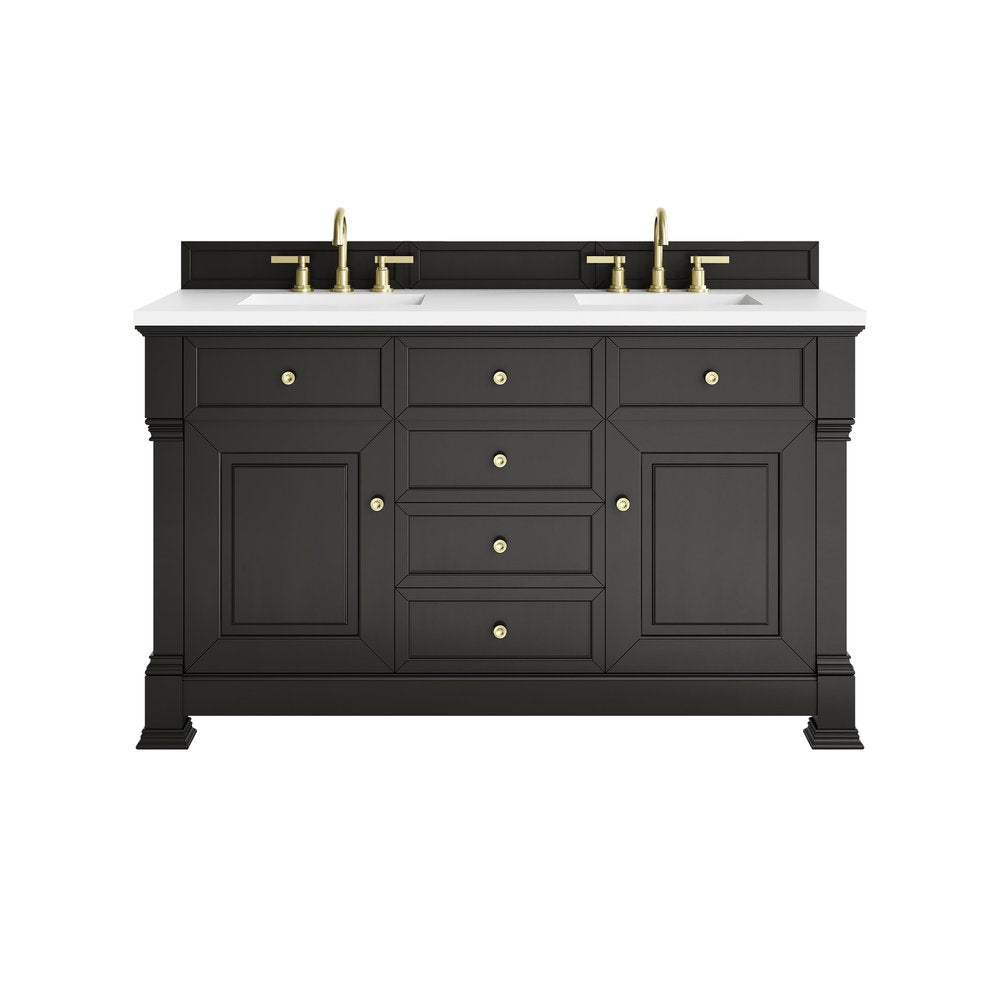 James Martin - Brookfield 60" Double Vanity, Black Onyx,  w/ 3 CM White Zeus Silestone Top - 547-V60D-BKO-3WZ view 1