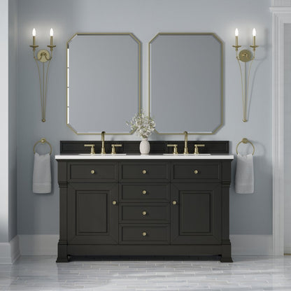 James Martin - Brookfield 60" Double Vanity, Black Onyx,  w/ 3 CM White Zeus Silestone Top - 547-V60D-BKO-3WZ view 3
