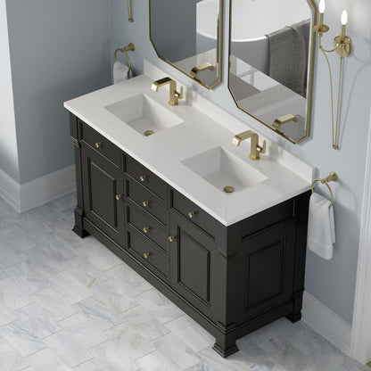 James Martin - Brookfield 60" Double Vanity, Black Onyx w/ Single Hole 3CM White Zeus Silestone Top & Backsplash - 547-V60D-BKO-1WZ view 7