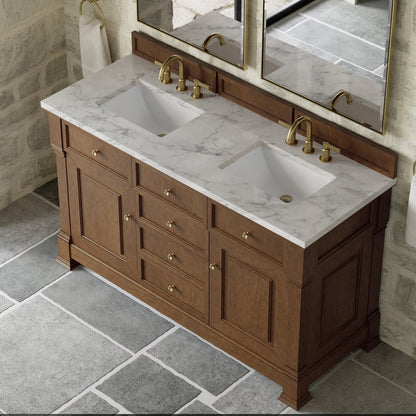 James Martin - Brookfield 60" Double Vanity, Honey Oak w/3 CM Carrara White Marble Top - 547-V60D-HNO-3CAR view 7