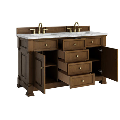 James Martin - Brookfield 60" Double Vanity, Honey Oak w/3 CM Carrara White Marble Top - 547-V60D-HNO-3CAR view 8