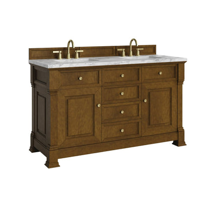 James Martin - Brookfield 60" Double Vanity, Honey Oak w/3 CM Carrara White Marble Top - 547-V60D-HNO-3CAR view 10