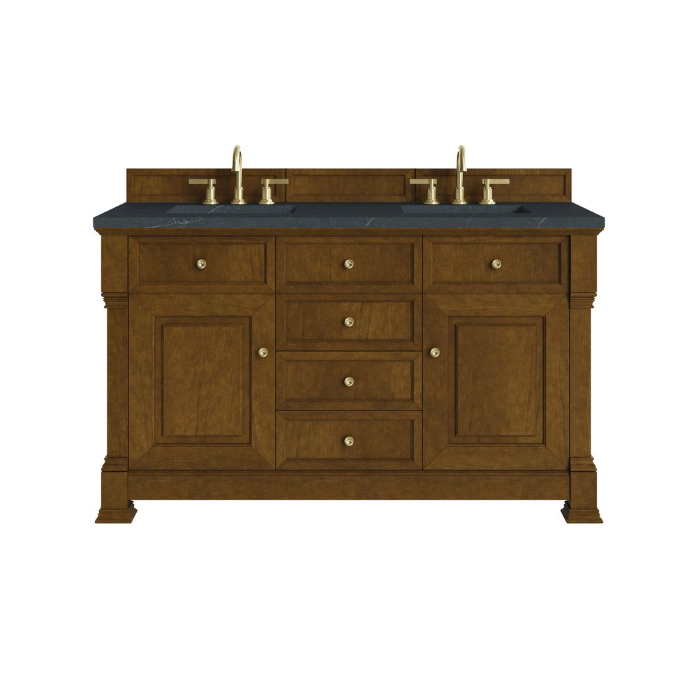 James Martin - Brookfield 60" Double Vanity, Honey Oak w/3 CM Charcoal Soapstone Silestone Top - 547-V60D-HNO-3CSP view 1