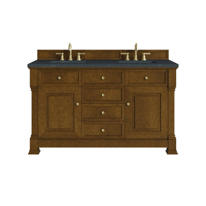 James Martin - Brookfield 60" Double Vanity, Honey Oak w/3 CM Charcoal Soapstone Silestone Top - 547-V60D-HNO-3CSP view 1