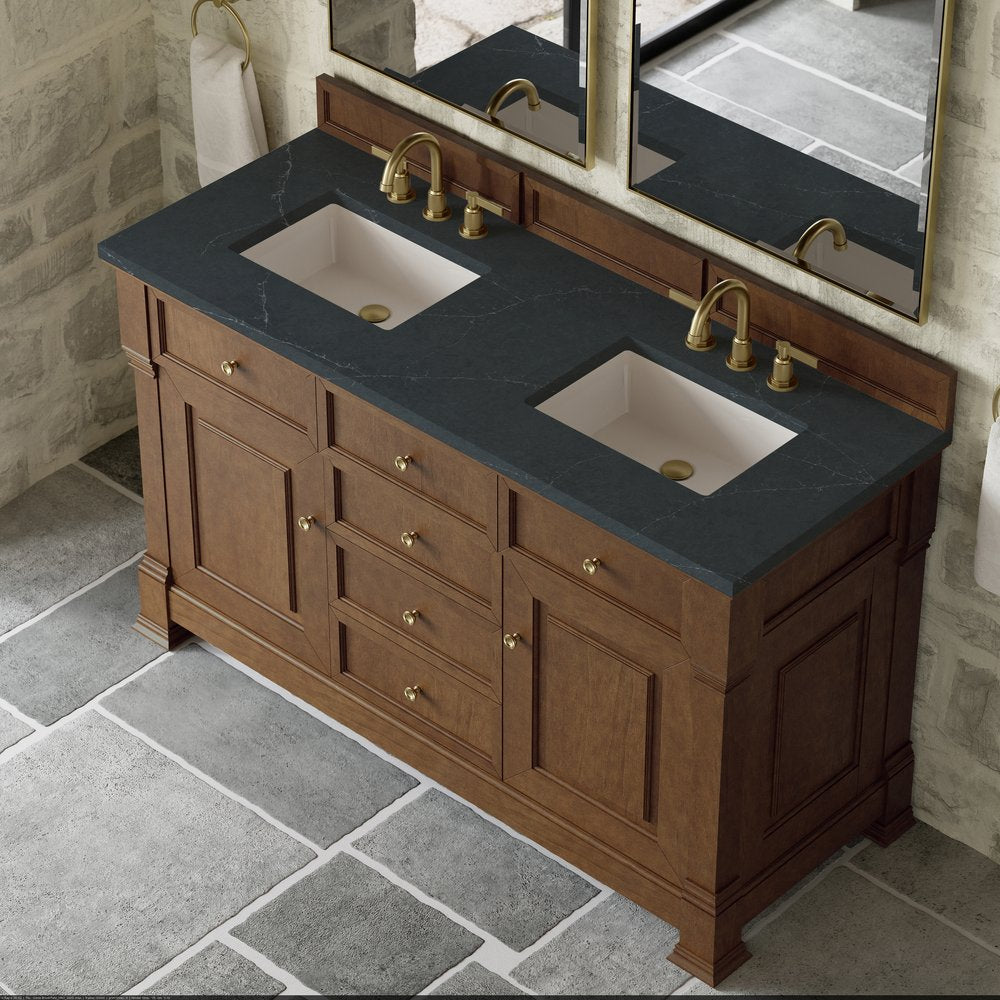 James Martin - Brookfield 60" Double Vanity, Honey Oak w/3 CM Charcoal Soapstone Silestone Top - 547-V60D-HNO-3CSP view 7