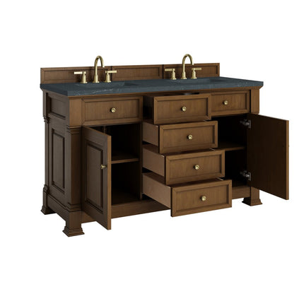 James Martin - Brookfield 60" Double Vanity, Honey Oak w/3 CM Charcoal Soapstone Silestone Top - 547-V60D-HNO-3CSP view 8