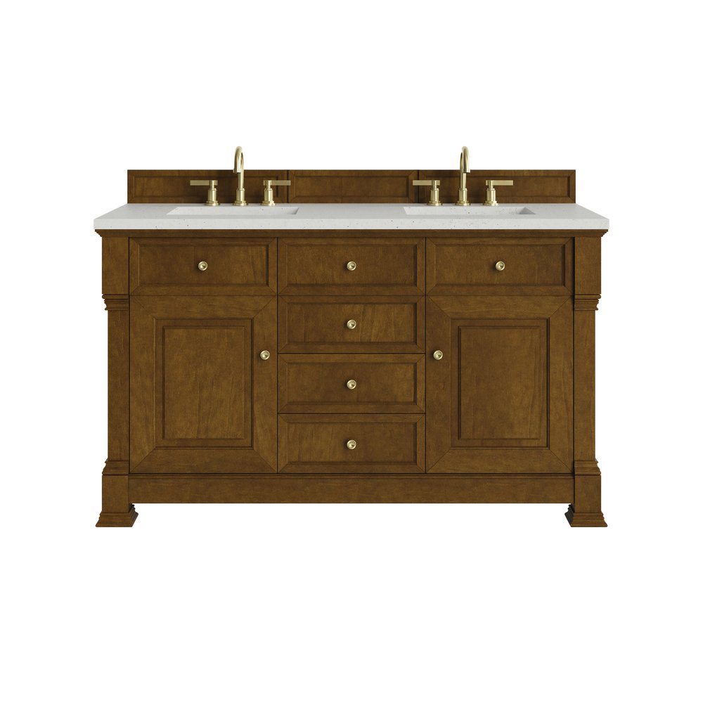 James Martin - Brookfield 60" Double Vanity, Honey Oak w/ 3 CM Lime Delight Silestone Top - 547-V60D-HNO-3LDL view 1