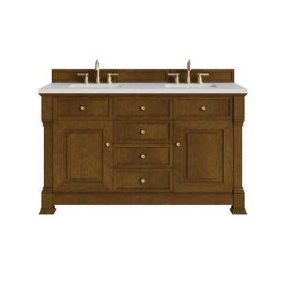 James Martin - Brookfield 60" Double Vanity, Honey Oak w/ 3 CM Lime Delight Silestone Top - 547-V60D-HNO-3LDL view 1