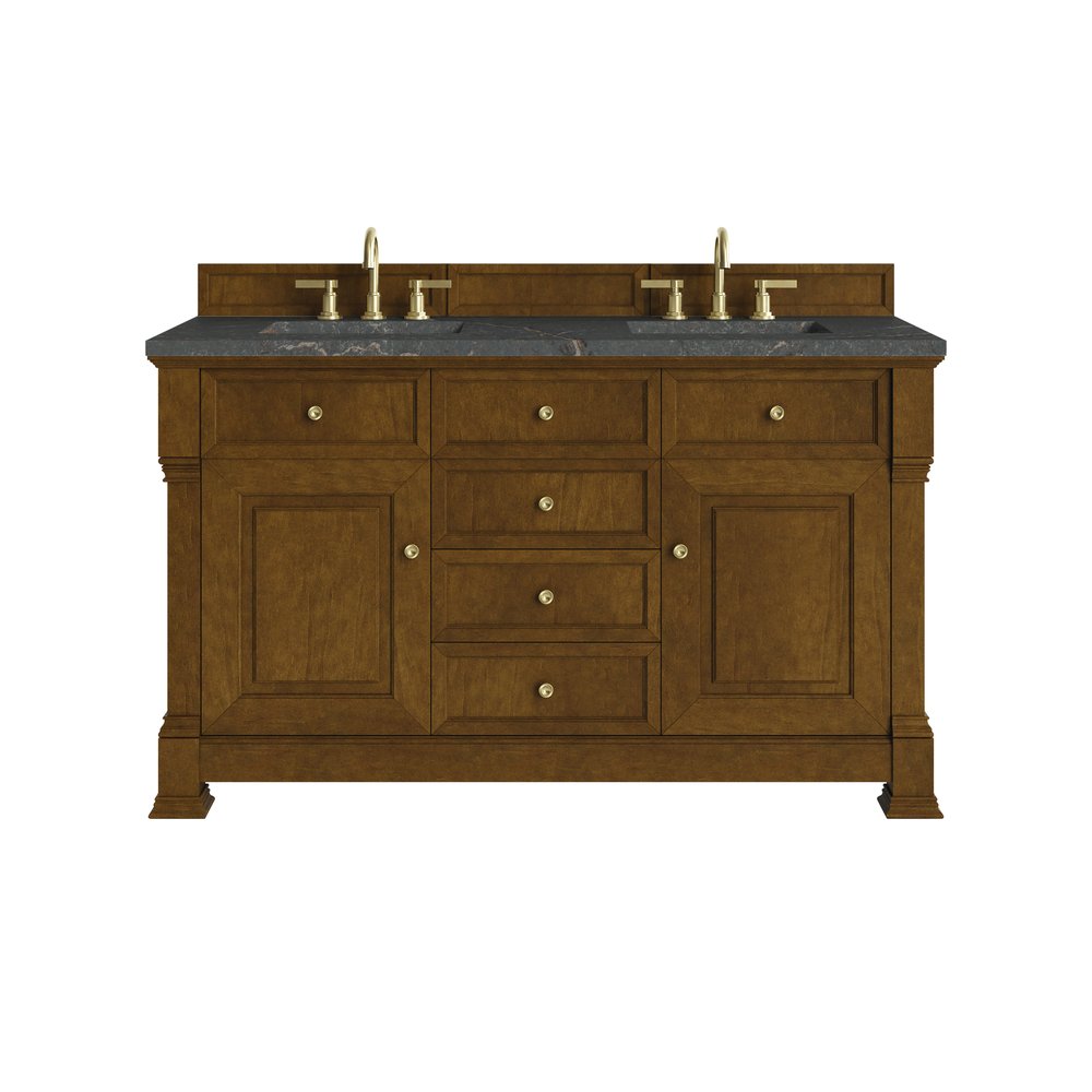 James Martin - Brookfield 60" Double Vanity, Honey Oak w/ 3 CM Parisien Bleu Silestone Top w/FreePower Wireless Charger - 547-V60D-HNO-FPBL view 1