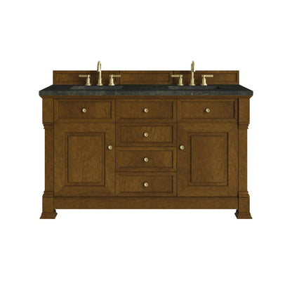 James Martin - Brookfield 60" Double Vanity, Honey Oak, w/ 3 CM Phantome Eclos Top - 547-V60D-HNO-3PHT view 1