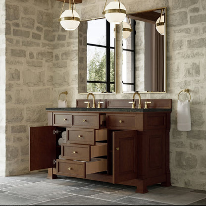 James Martin - Brookfield 60" Double Vanity, Honey Oak, w/ 3 CM Phantome Eclos Top - 547-V60D-HNO-3PHT view 5