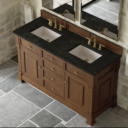 James Martin - Brookfield 60" Double Vanity, Honey Oak, w/ 3 CM Phantome Eclos Top - 547-V60D-HNO-3PHT view 7