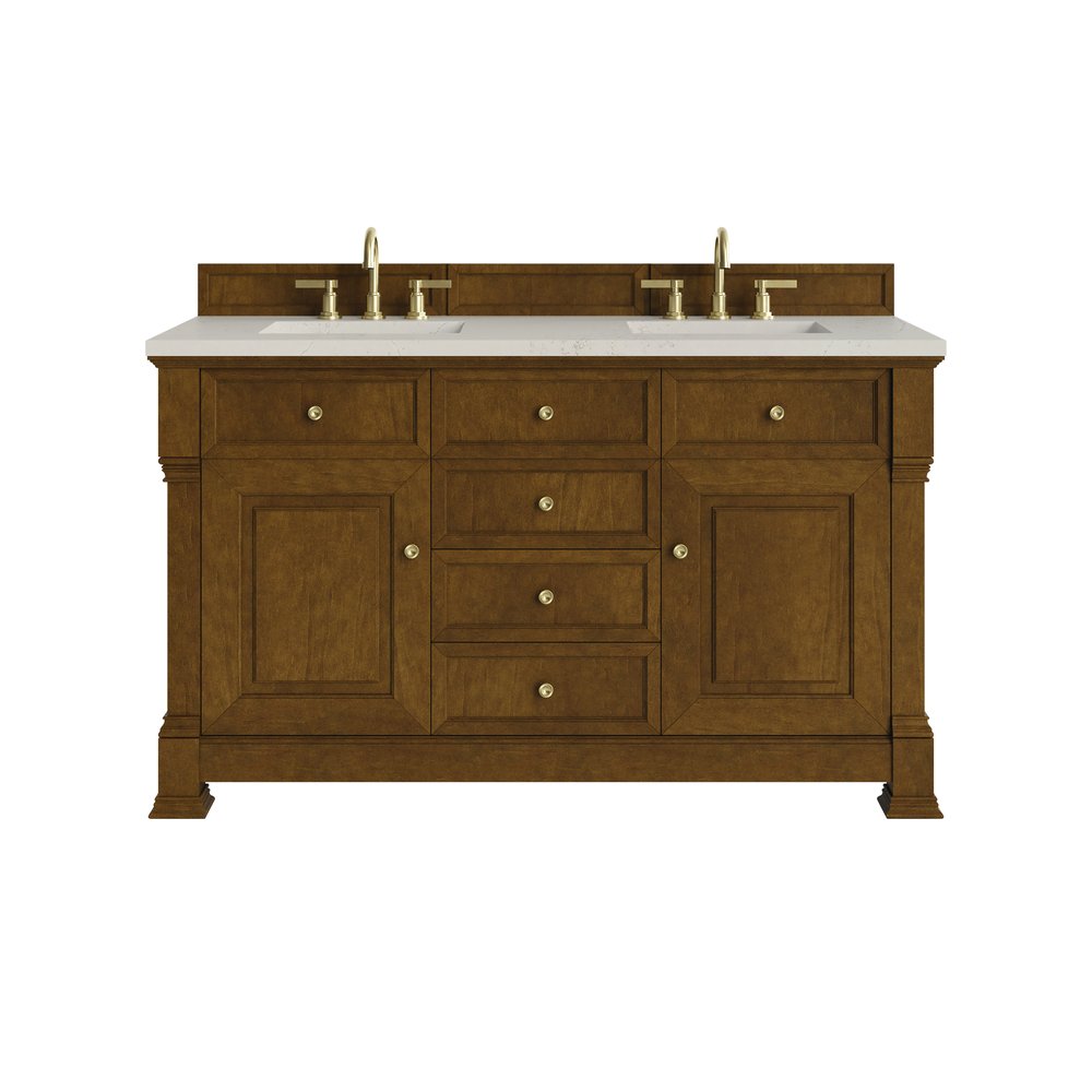 James Martin - Brookfield 60" Double Vanity, Honey Oak, w/ 3 CM Siberian Silestone Top - 547-V60D-HNO-3SFR view 1
