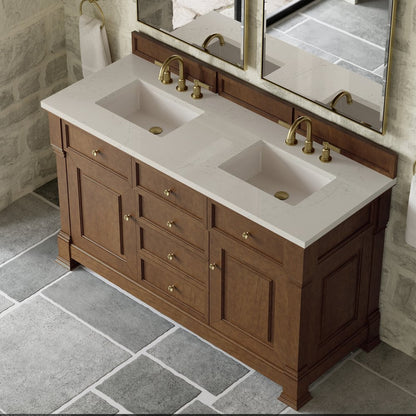 James Martin - Brookfield 60" Double Vanity, Honey Oak, w/ 3 CM Siberian Silestone Top - 547-V60D-HNO-3SFR view 7
