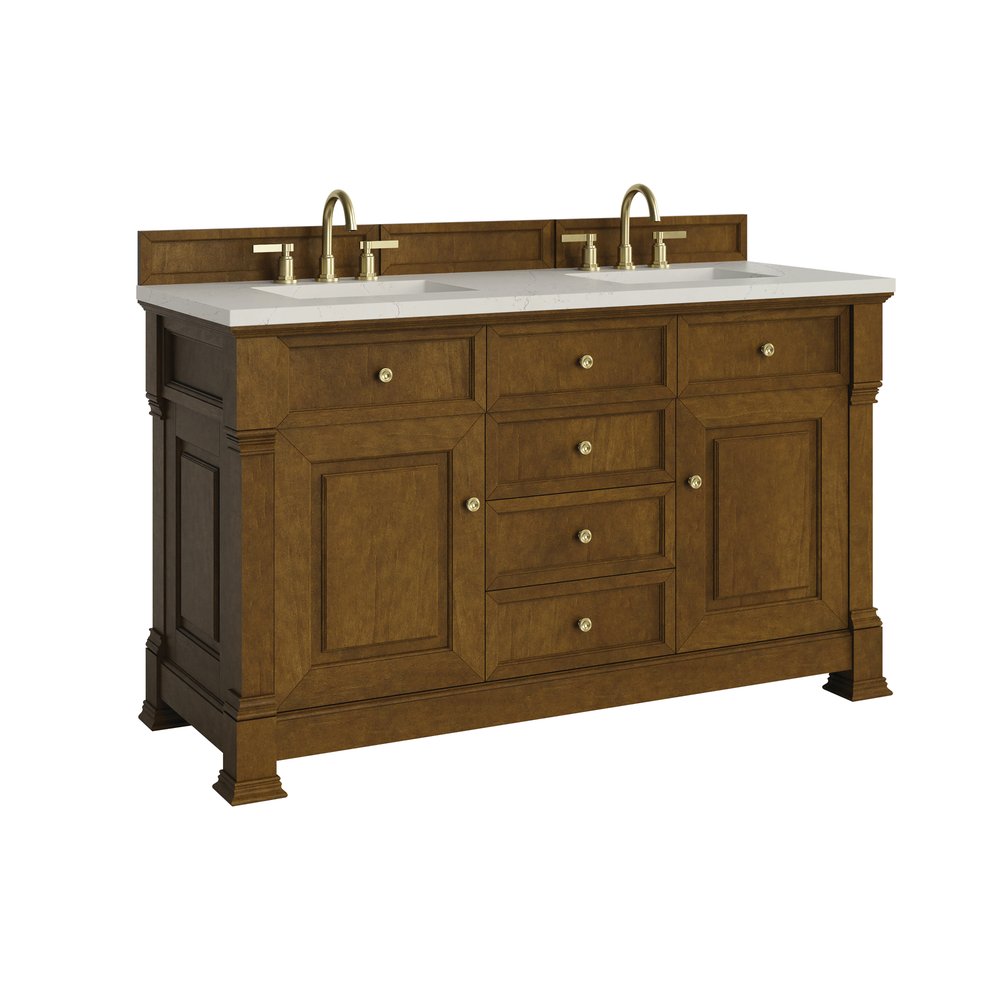 James Martin - Brookfield 60" Double Vanity, Honey Oak, w/ 3 CM Siberian Silestone Top - 547-V60D-HNO-3SFR view 9