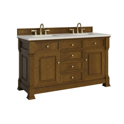 James Martin - Brookfield 60" Double Vanity, Honey Oak, w/ 3 CM Siberian Silestone Top - 547-V60D-HNO-3SFR view 9